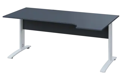 CRK 18 - 166 stůl kancelářský, rohový, pravý, kovová podnož bílá, deska 18 mm, široký 1600 mm, antra